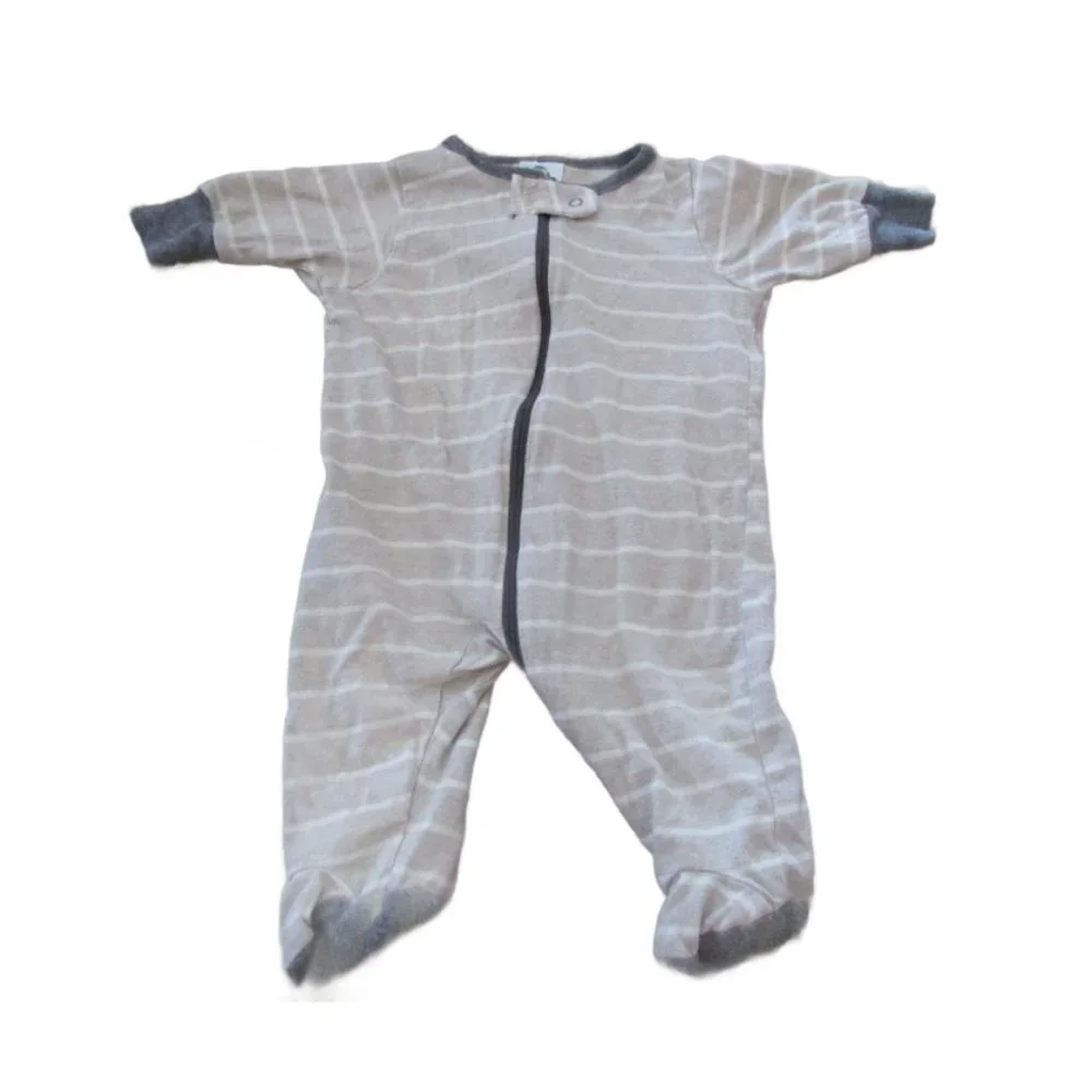 Gerber Zip Front Footed Sleeper Infant Boys Newborn Brown Striped Footie Pajamas